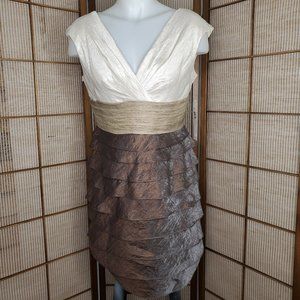 London Times Shimmery Sleeveless Tiered Dress